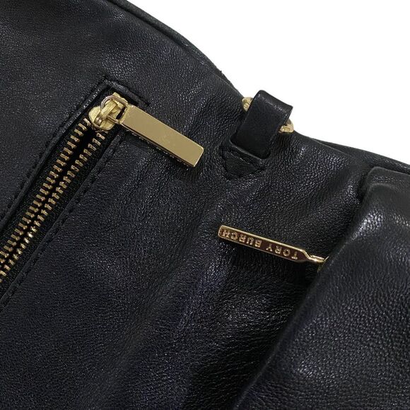 TORY BURCH BLACK BAG - leather - studded - gold hardware - magnetic closure - Picture 12 of 14